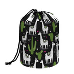 Cactus And Llama Pattern Print Drawstring Makeup Bag