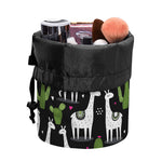 Cactus And Llama Pattern Print Drawstring Makeup Bag