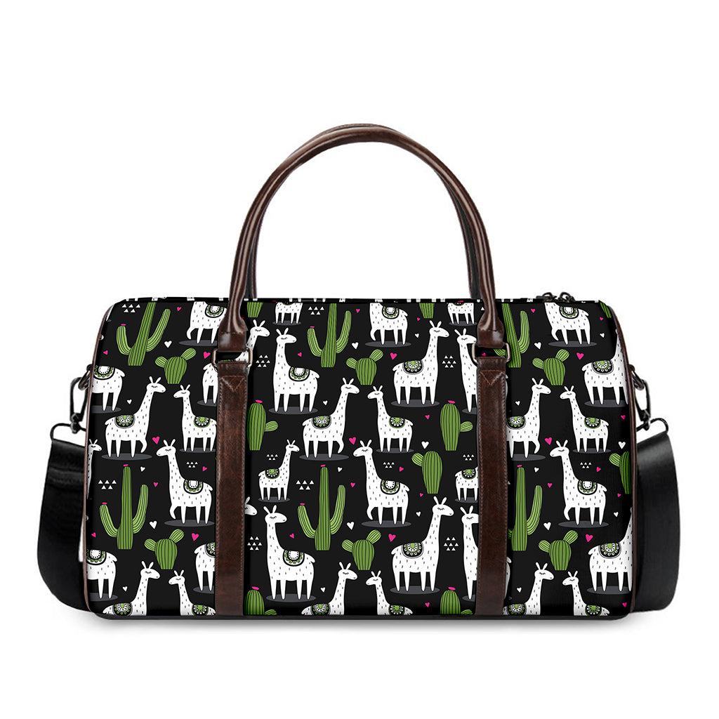 Cactus And Llama Pattern Print Duffle Bag