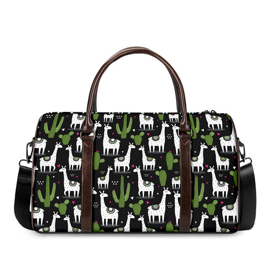 Cactus And Llama Pattern Print Duffle Bag