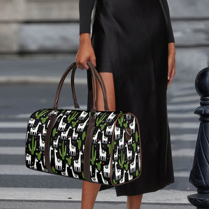 Cactus And Llama Pattern Print Duffle Bag
