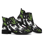 Cactus And Llama Pattern Print Flat Ankle Boots