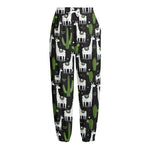 Cactus And Llama Pattern Print Fleece Lined Knit Pants
