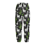 Cactus And Llama Pattern Print Fleece Lined Knit Pants