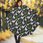 Cactus And Llama Pattern Print Foldable Umbrella