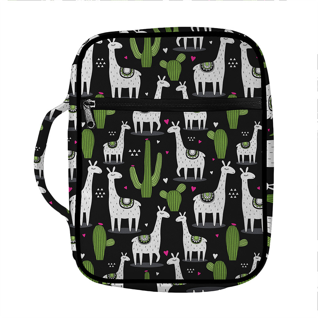 Cactus And Llama Pattern Print Front Pocket Bible Bag