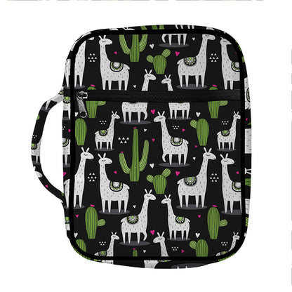 Cactus And Llama Pattern Print Front Pocket Bible Bag
