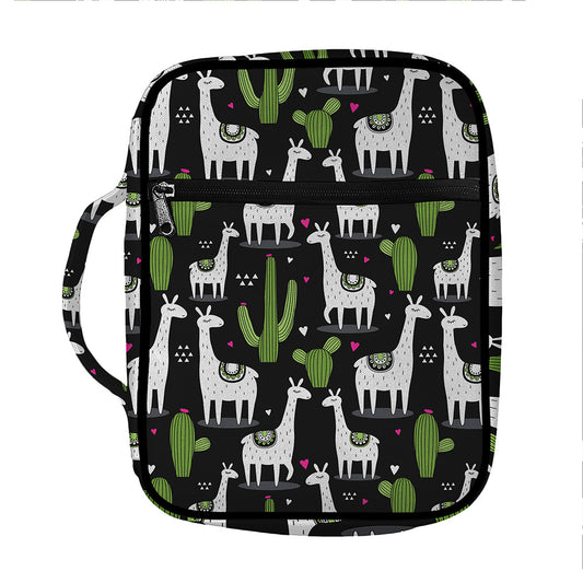 Cactus And Llama Pattern Print Front Pocket Bible Bag