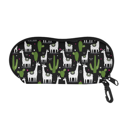 Cactus And Llama Pattern Print Glasses Case