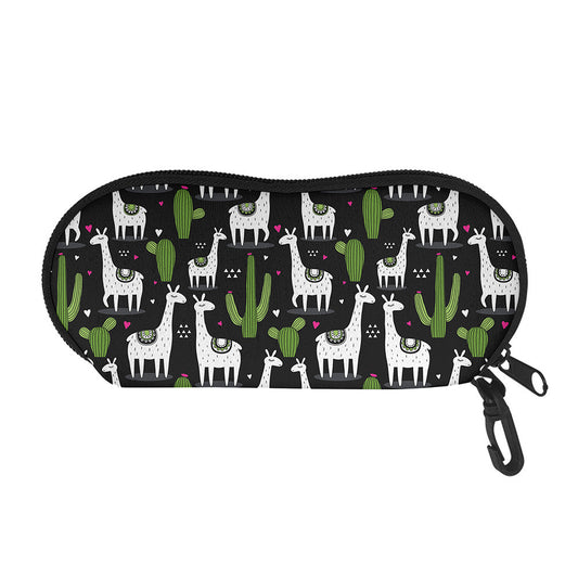 Cactus And Llama Pattern Print Glasses Case