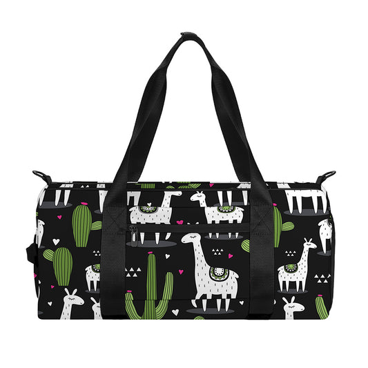 Cactus And Llama Pattern Print Gym Bag