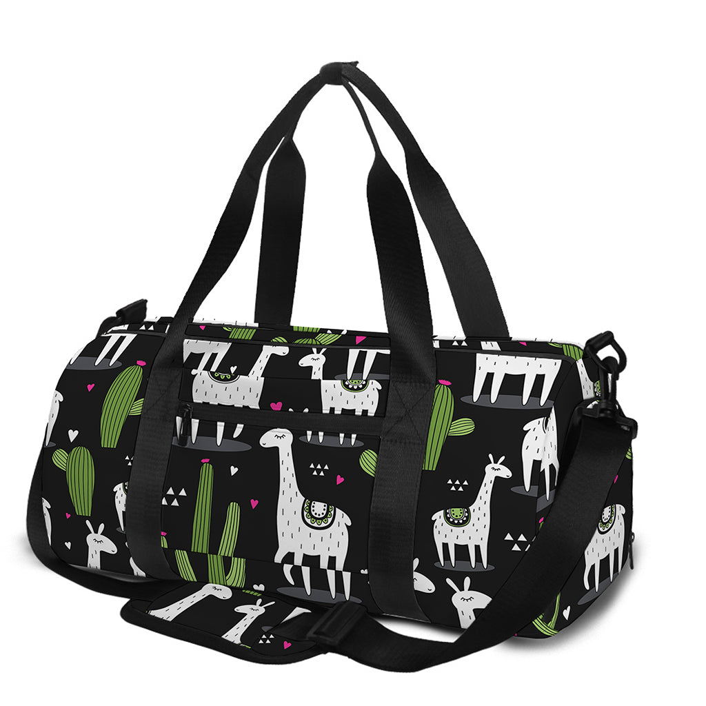 Cactus And Llama Pattern Print Gym Bag