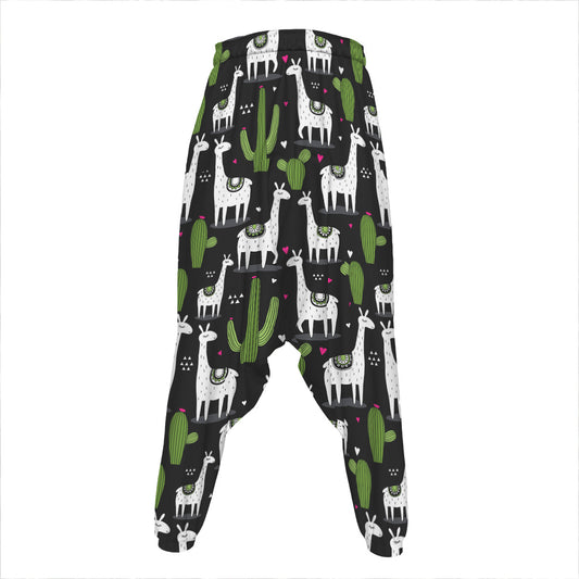 Cactus And Llama Pattern Print Hammer Pants