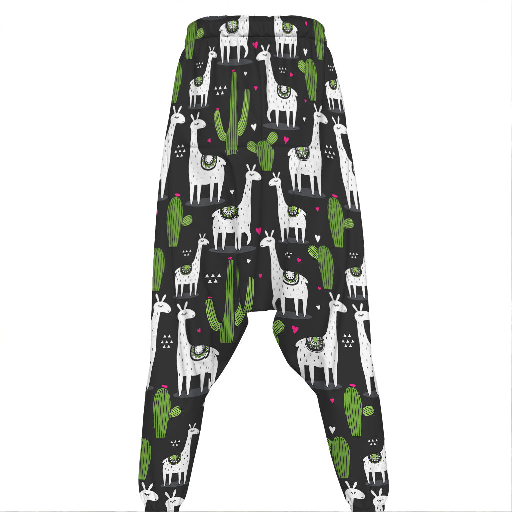 Cactus And Llama Pattern Print Hammer Pants