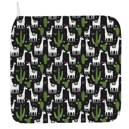Cactus And Llama Pattern Print Hand Towel