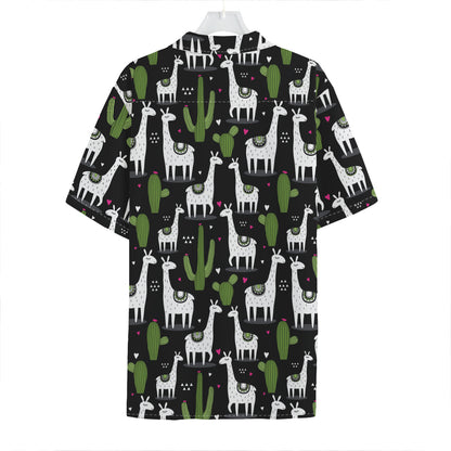 Cactus And Llama Pattern Print Hawaiian Shirt