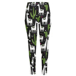 Cactus And Llama Pattern Print High-Waisted Pocket Leggings