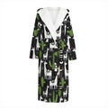 Cactus And Llama Pattern Print Hooded Bathrobe