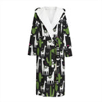 Cactus And Llama Pattern Print Hooded Bathrobe