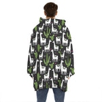 Cactus And Llama Pattern Print Hoodie Blanket