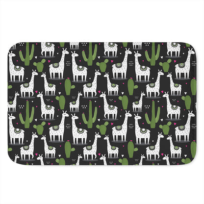 Cactus And Llama Pattern Print Indoor Door Mat