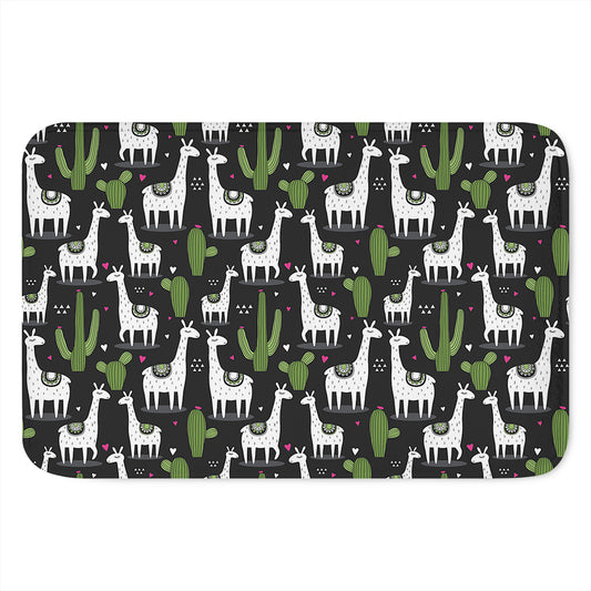 Cactus And Llama Pattern Print Indoor Door Mat
