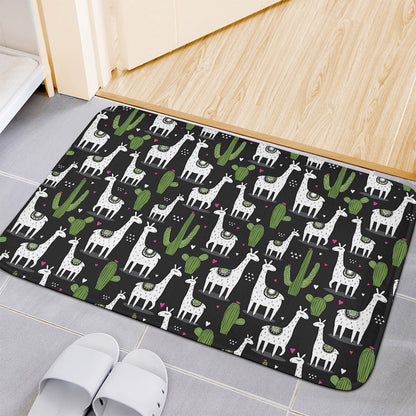 Cactus And Llama Pattern Print Indoor Door Mat