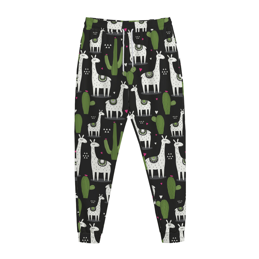 Cactus And Llama Pattern Print Jogger Pants