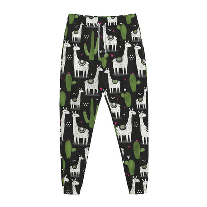 Cactus And Llama Pattern Print Jogger Pants