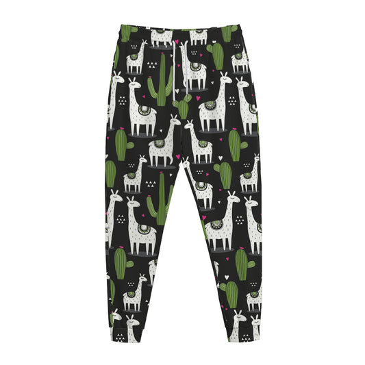 Cactus And Llama Pattern Print Jogger Pants