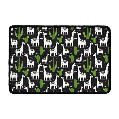 Cactus And Llama Pattern Print Kitchen Mat