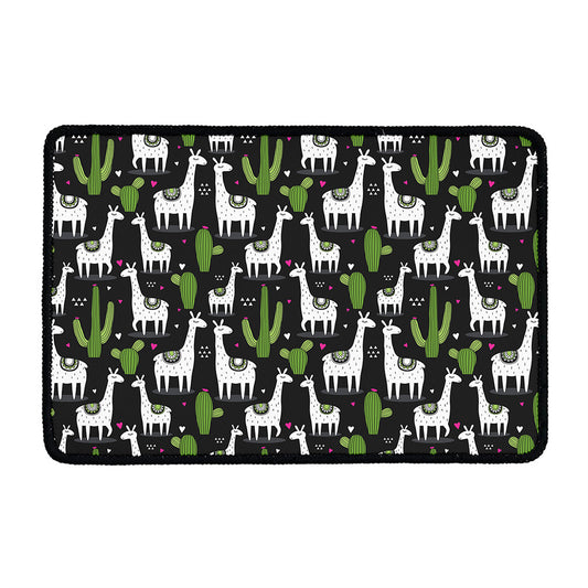 Cactus And Llama Pattern Print Kitchen Mat
