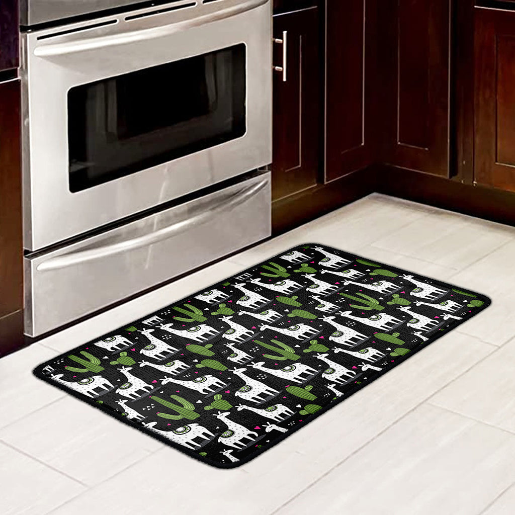 Cactus And Llama Pattern Print Kitchen Mat