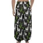 Cactus And Llama Pattern Print Lantern Pants