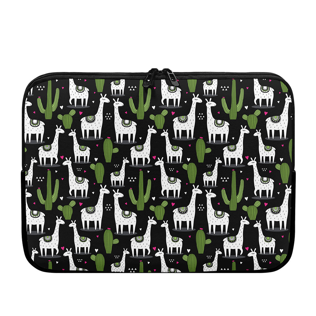 Cactus And Llama Pattern Print Laptop Sleeve
