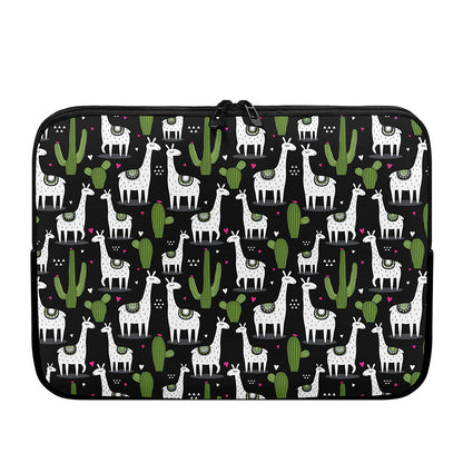 Cactus And Llama Pattern Print Laptop Sleeve