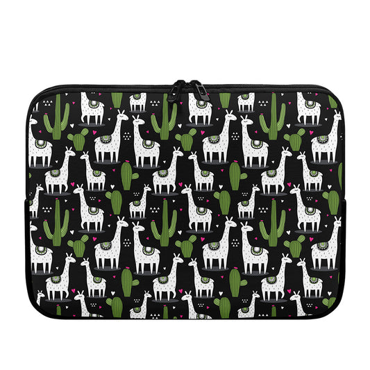 Cactus And Llama Pattern Print Laptop Sleeve