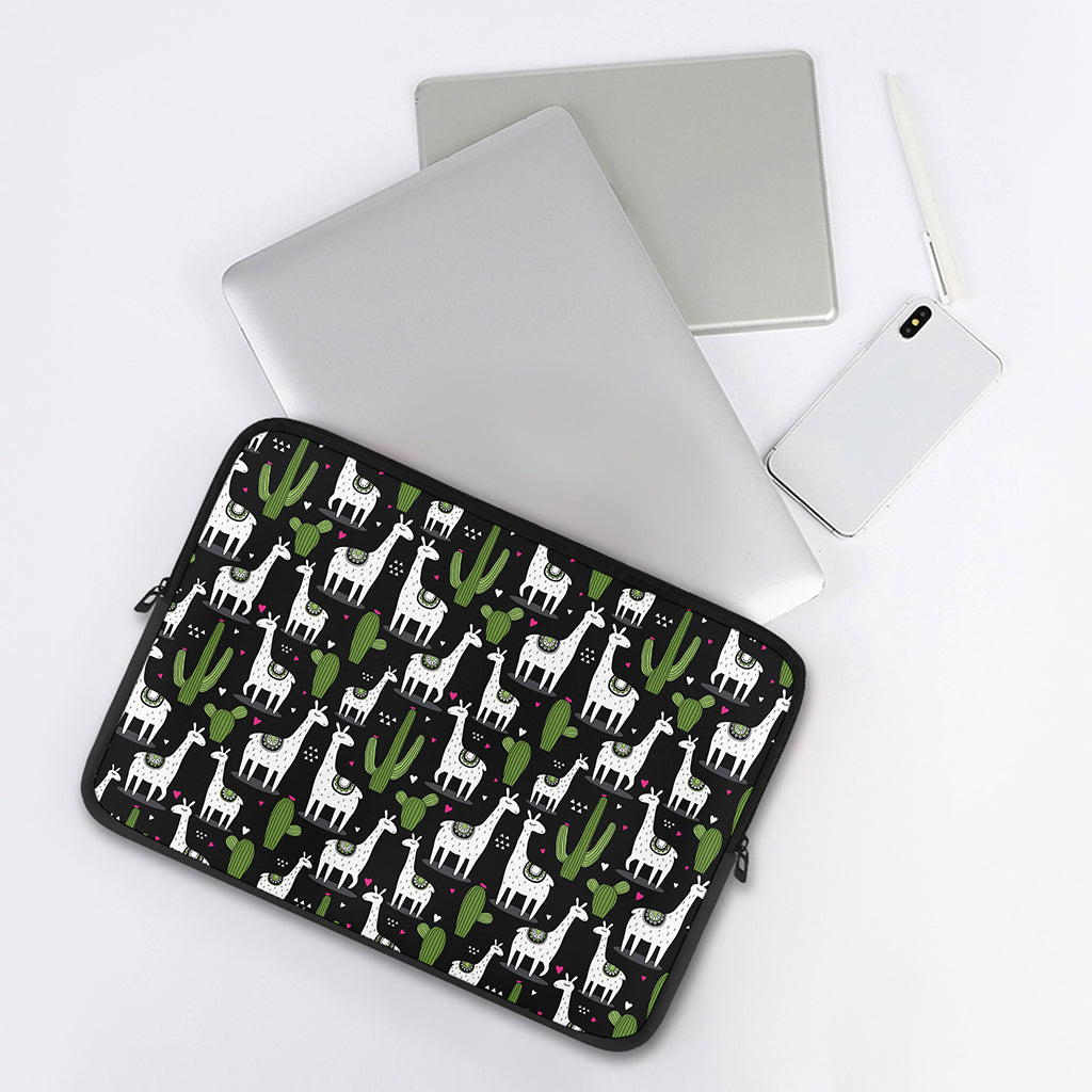 Cactus And Llama Pattern Print Laptop Sleeve