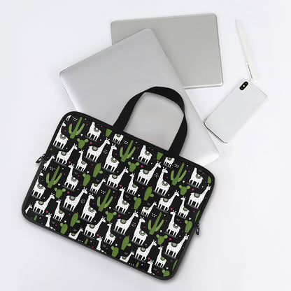 Cactus And Llama Pattern Print Laptop Sleeve With Handle