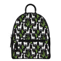 Cactus And Llama Pattern Print Leather Backpack