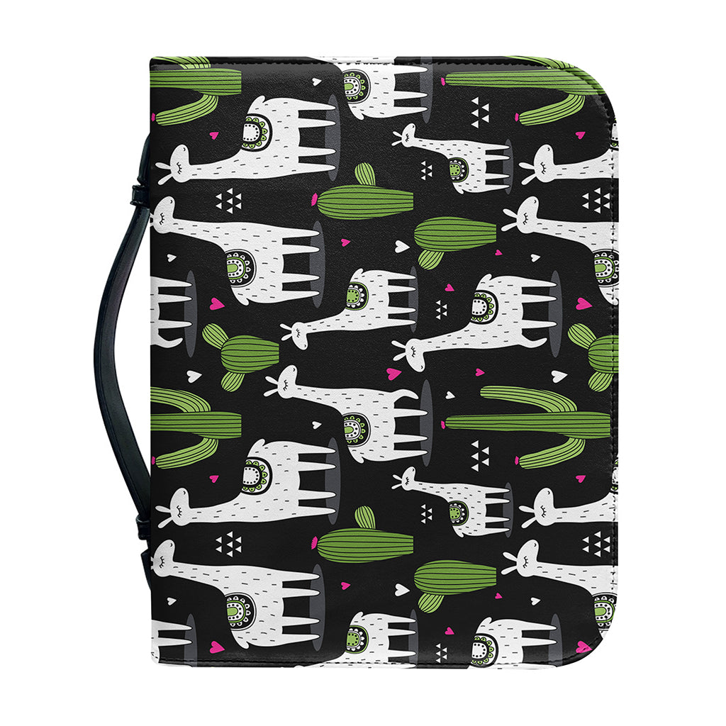 Cactus And Llama Pattern Print Leather Bible Cover