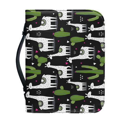 Cactus And Llama Pattern Print Leather Bible Cover