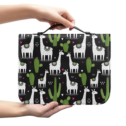 Cactus And Llama Pattern Print Leather Bible Cover