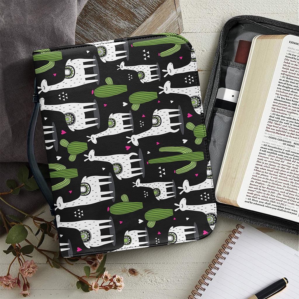 Cactus And Llama Pattern Print Leather Bible Cover