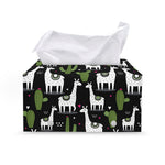 Cactus And Llama Pattern Print Leather Tissue Box Cover