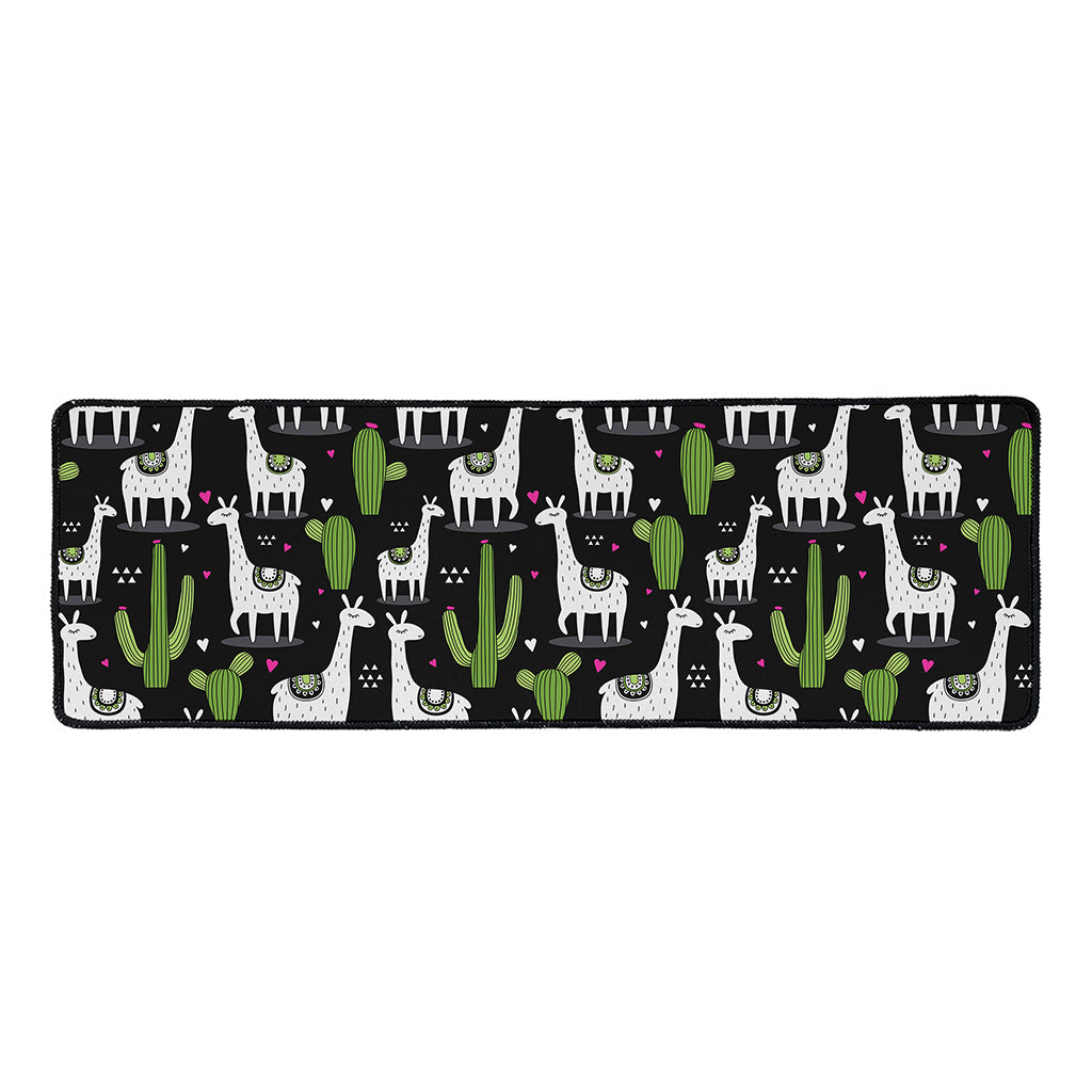 Cactus And Llama Pattern Print Long Kitchen Mat