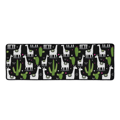 Cactus And Llama Pattern Print Long Kitchen Mat
