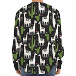 Cactus And Llama Pattern Print Long Sleeve Baseball Jersey