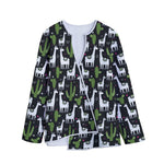 Cactus And Llama Pattern Print Long Sleeve Short Coat