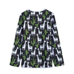 Cactus And Llama Pattern Print Long Sleeve Short Coat
